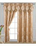 1pc Luxury Fancy Jacquard Room Darkening Modern Curtain Panel 54 By 84-Inch With Attached Waterfall Valance Modern Semi-Blackout For Living Room Bedroom And Dining Room Many Colors To Choose From Beige Gold Sage Green Light Taupe And Burgundy.