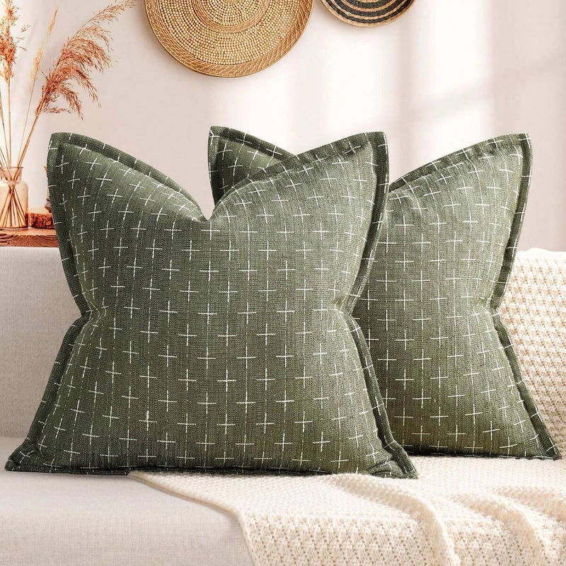 1pc Linen Jacquard Farmhouse Decorative Pillow Cover, Casual And Stylish For Everyday Use