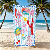 1pc Italian Lifestyle Collage Illustration Beach Towel Quick-Drying, Ultra-Soft Polyester Fiber Multi-Purpose Yoga, Travel, Swimming And Camping Best Choice For Beach Vacation Machine Washable The Perfect Gift